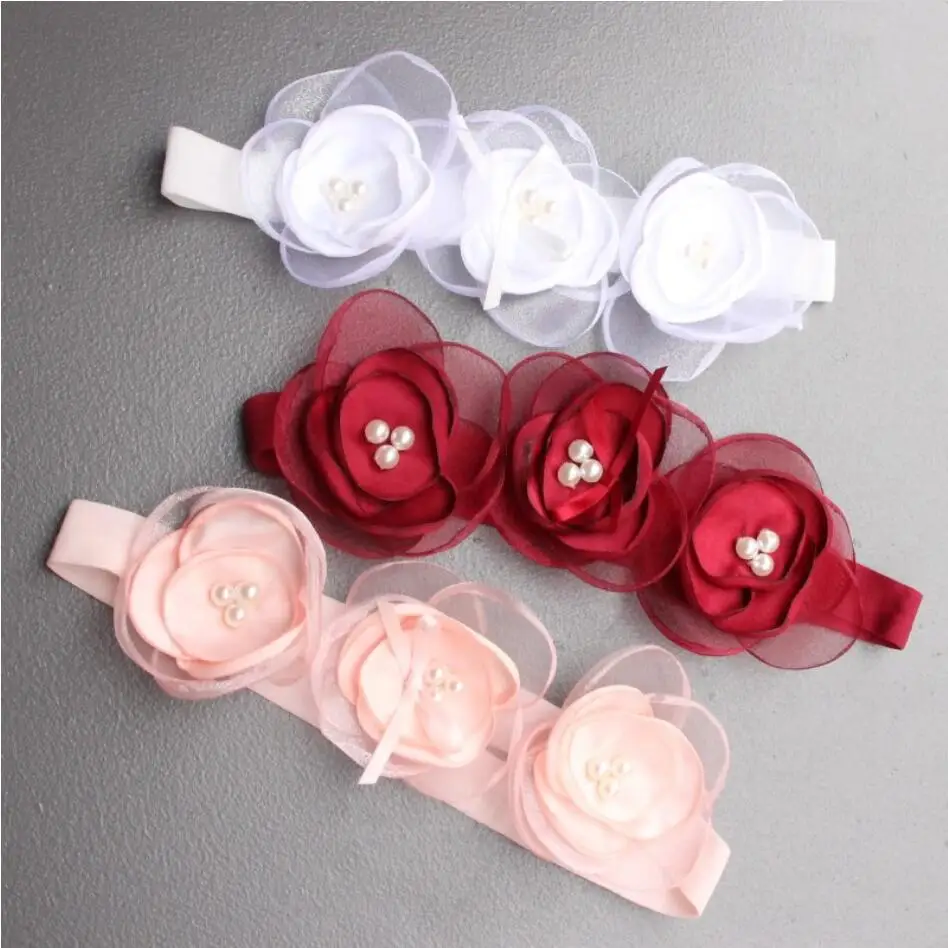 

24Pcs/Lot, Cluster Flower Baby Headband,Singed Floral Hairband For Girls,Pearl Lace Flower Hair Accessories for Children