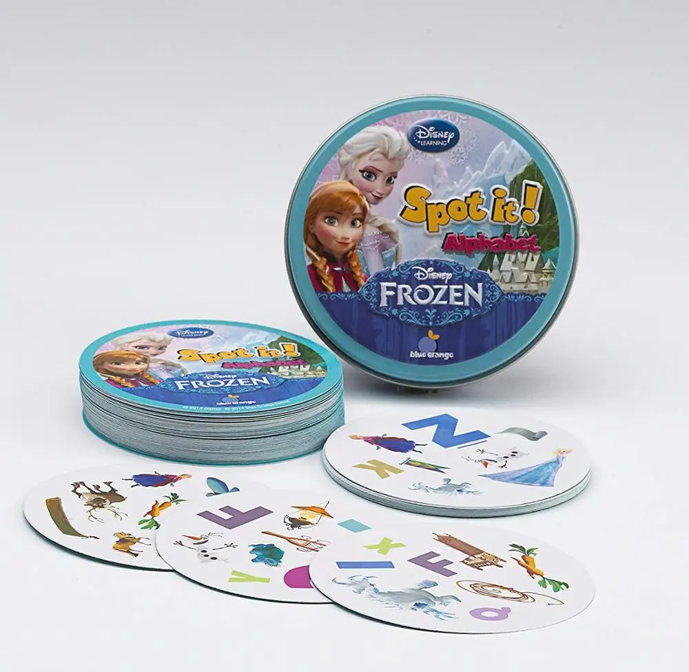 

New Animals Frozen Spot it and Dobble card game table Board Game For Dobbles Kids Spot Cards It Go Camping Metal Tin Box toys