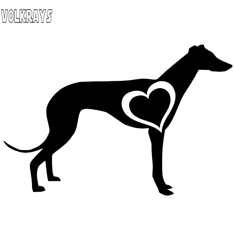 

Volkrays Creative Car Sticker Greyhound Love Heart Accessories Reflective Waterproof Sunscreen Vinyl Decal Black/Silver,8cm*14cm