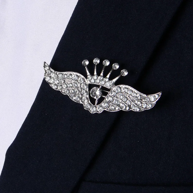 I Remiel Металлическая корона с крыльями ангела брошь для мужчин рубашка костюм