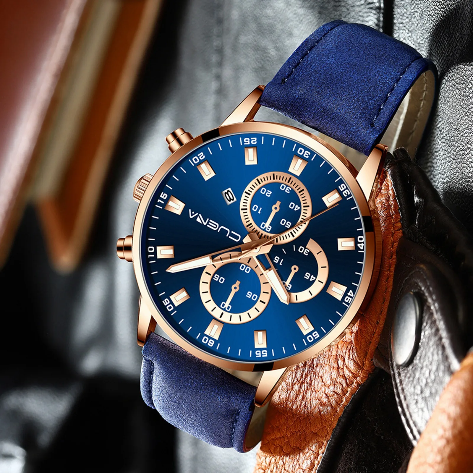 

2021 Fashion Trend Quartz Watch Alloy Dial Leather Strap Business High End Male Quartz WristWatch