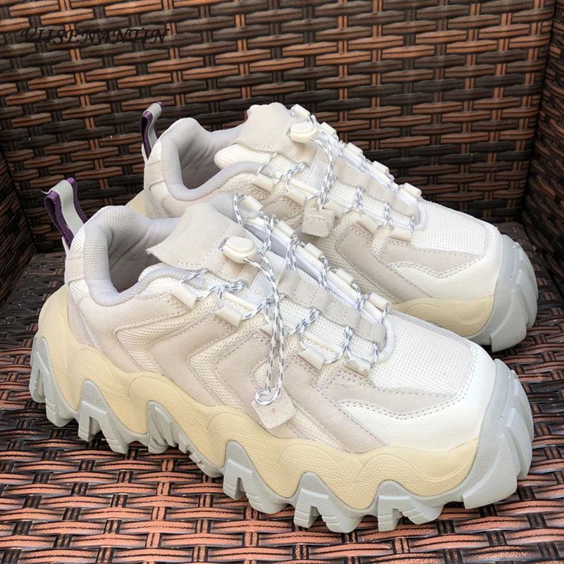 Женские кроссовки в стиле ретро модная спортивная обувь на толстой платформе со