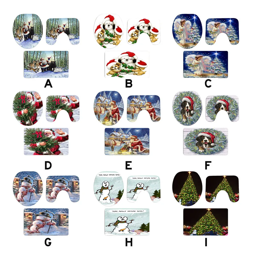 2019 горячая распродажа 3 шт./компл. мягкий Рождественский коврик для ванной