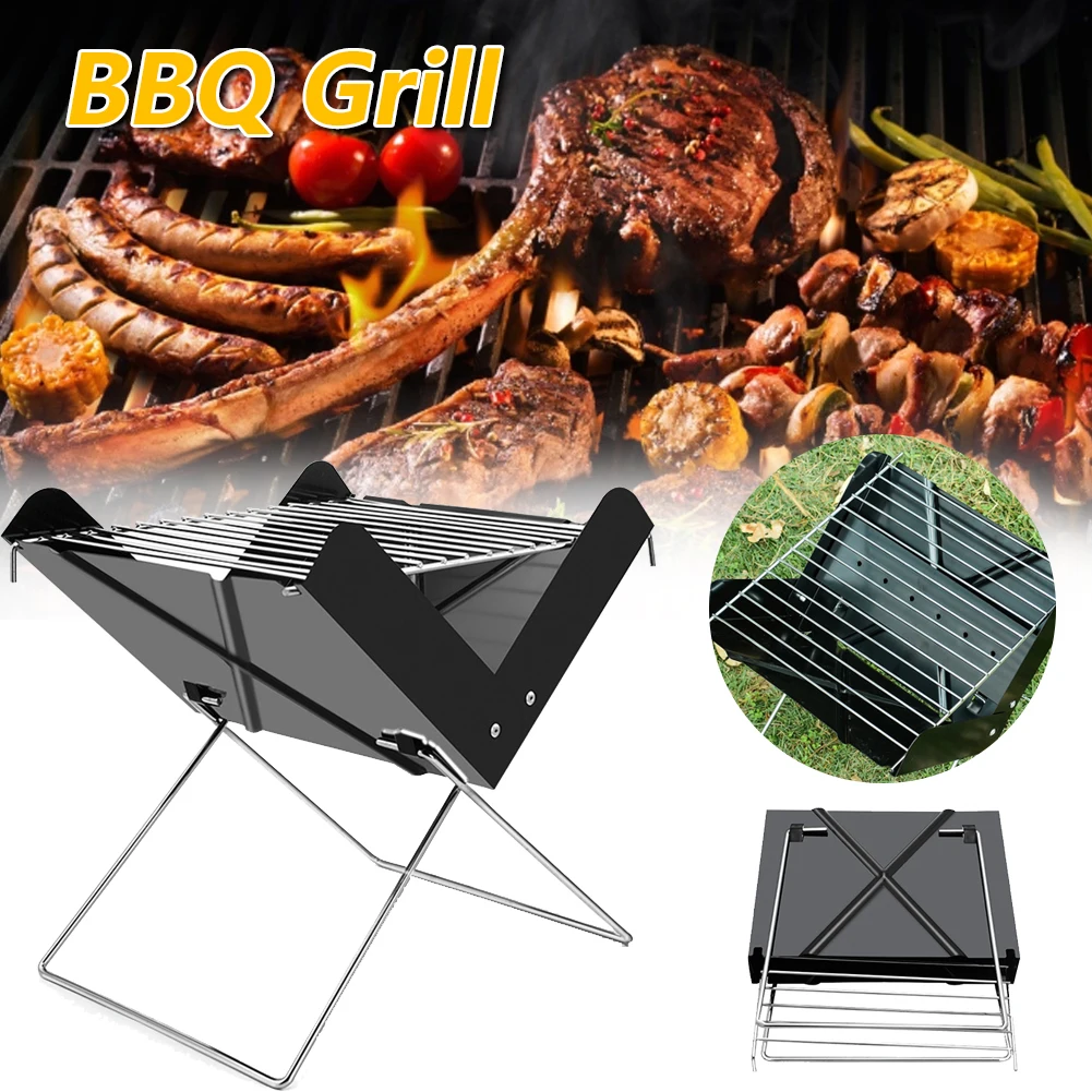 

Barbecue Grills BBQ Grill Foldable Folding Stainless Steel Portable Small Kebab Tool Camping Charcoal Furnace BBQ Accessories