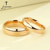 smooth stainless steel couple rings gold simple 4mm women men lovers wedding jewelry engagement gifts
