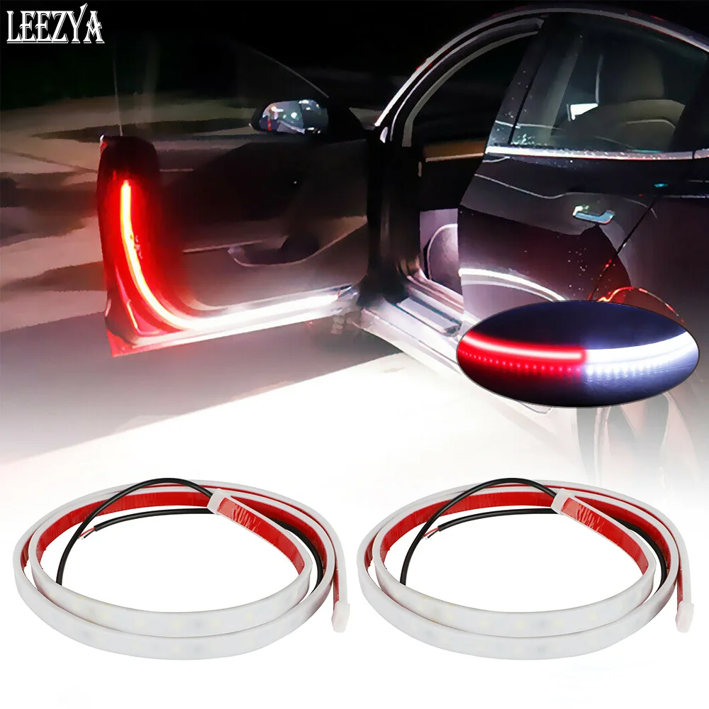LED Car Door Opening Warning Light Anti Rear-end Collision Welcome Lamp Safety Strobe Signal Strip Auto Decorative Ambient Light