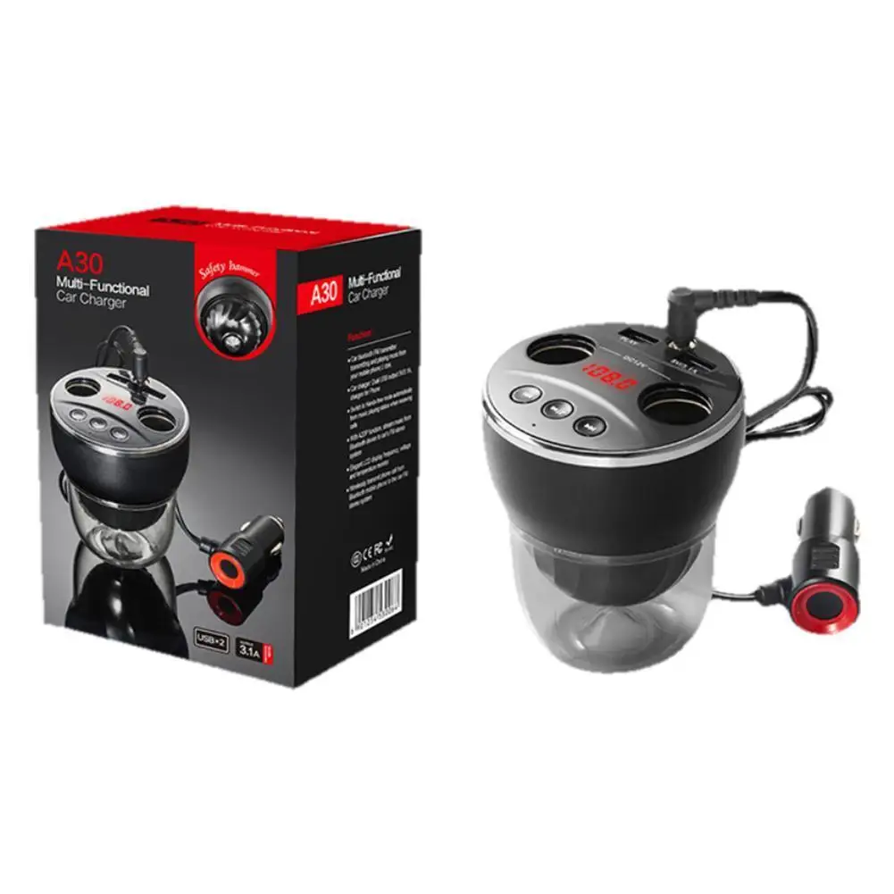 

Multifunctional Car Charger Cup Cigarette Lighter DC/5V 3.1A Cup Power Socket Sockets Power Adapter Dual USB Car Radio FM