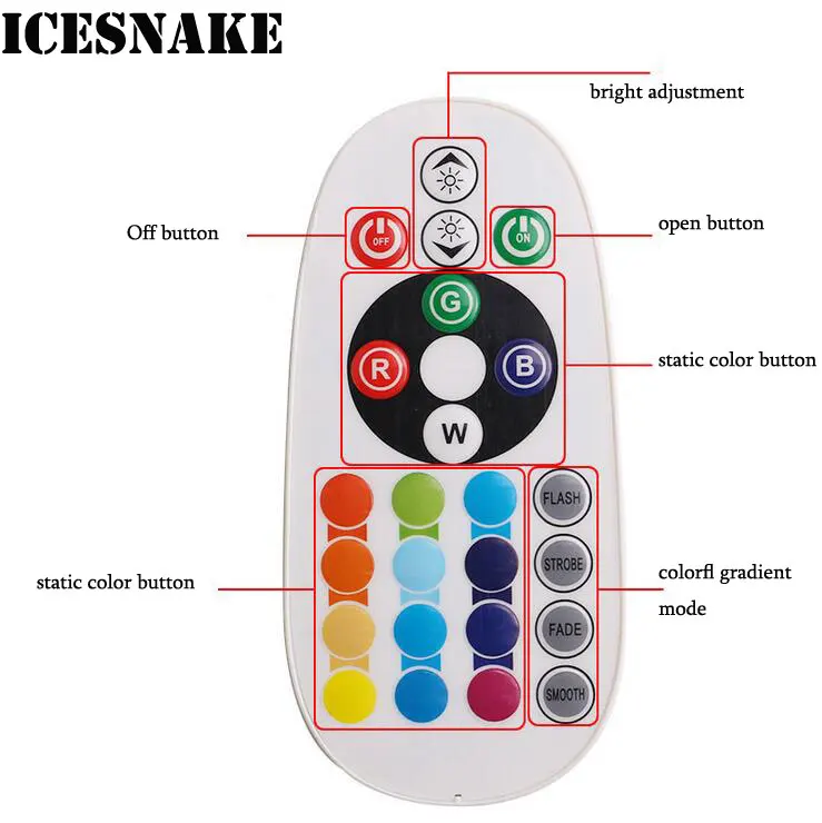 Icesnake 1 комплект T10 RGB W5W 5050 12SMD СВЕТОДИОДНЫЙ Красочный светильник салона автомобиля