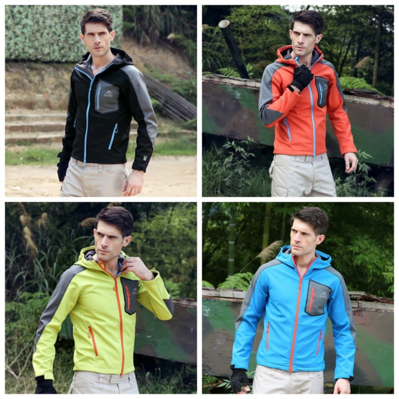 

Hot Outdoor Hiking Fleece Rain Coat Windbreaker Trekking Sportswear Camping Warm Waterproof Hooded Jacket
