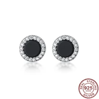 classic dazzling clear cz round studs earring for women fashion 925 sterling silver wedding engagement statement jewelry