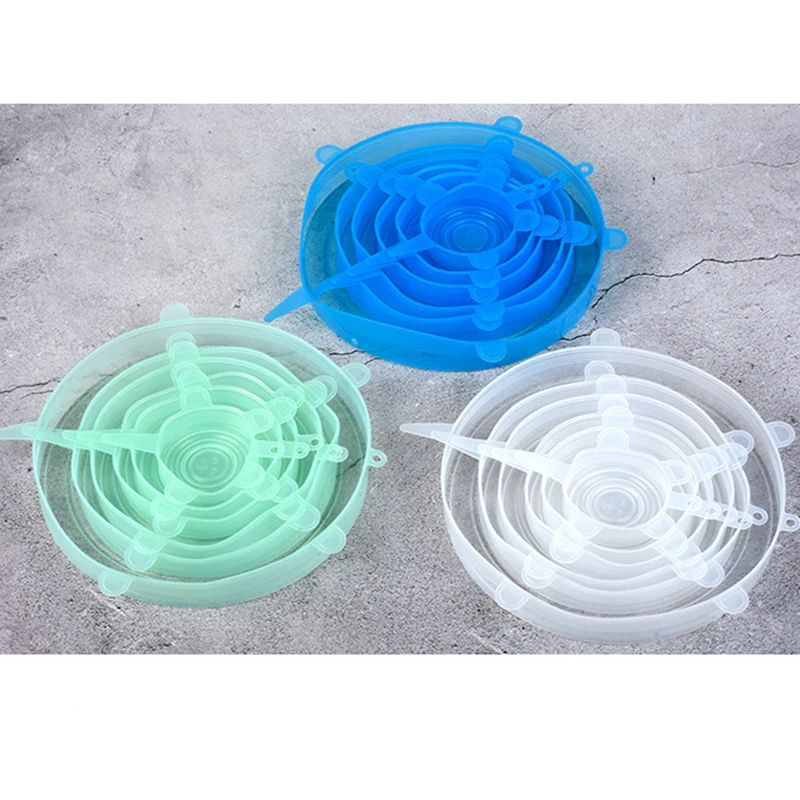 6 шт./компл. Универсальный силиконовые крышки стрейч крышка всасывания Пособия по