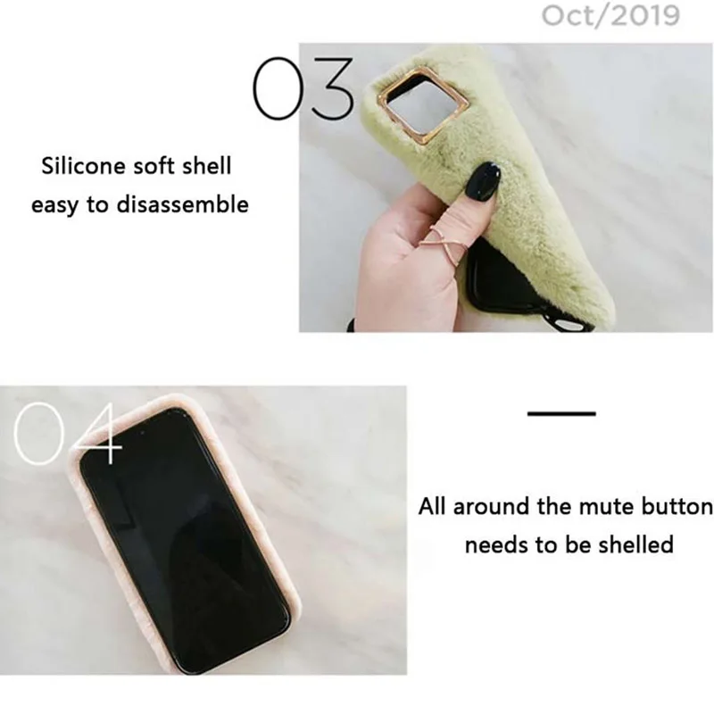 KJOEW плюшевый пушистый меховой чехол для телефона iPhone 11 Pro X XS XR Max 6 6s 7 8 Plus