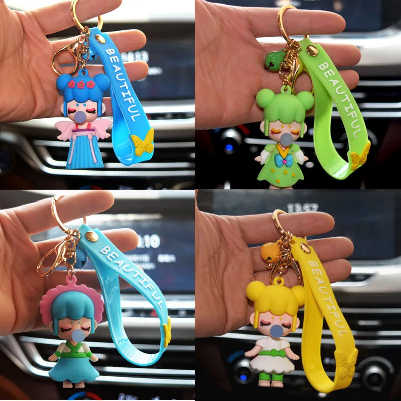 

Key Chain Cartoon Lovely Bubble Flower Fairy Princess Keyring Resin Creative Couple Small Gifts Car Bag Decoration