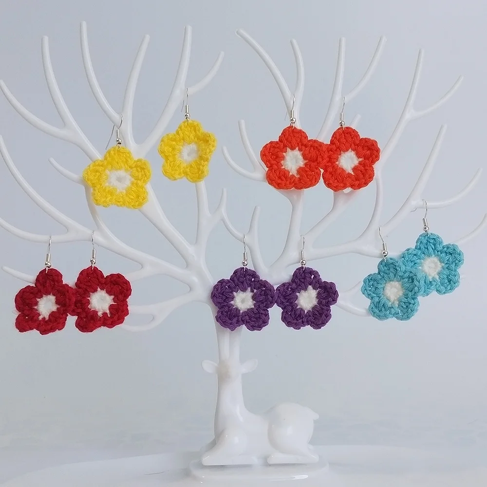 Модные висячие серьги желтого оранжевого синего красного фиолетового цветов для