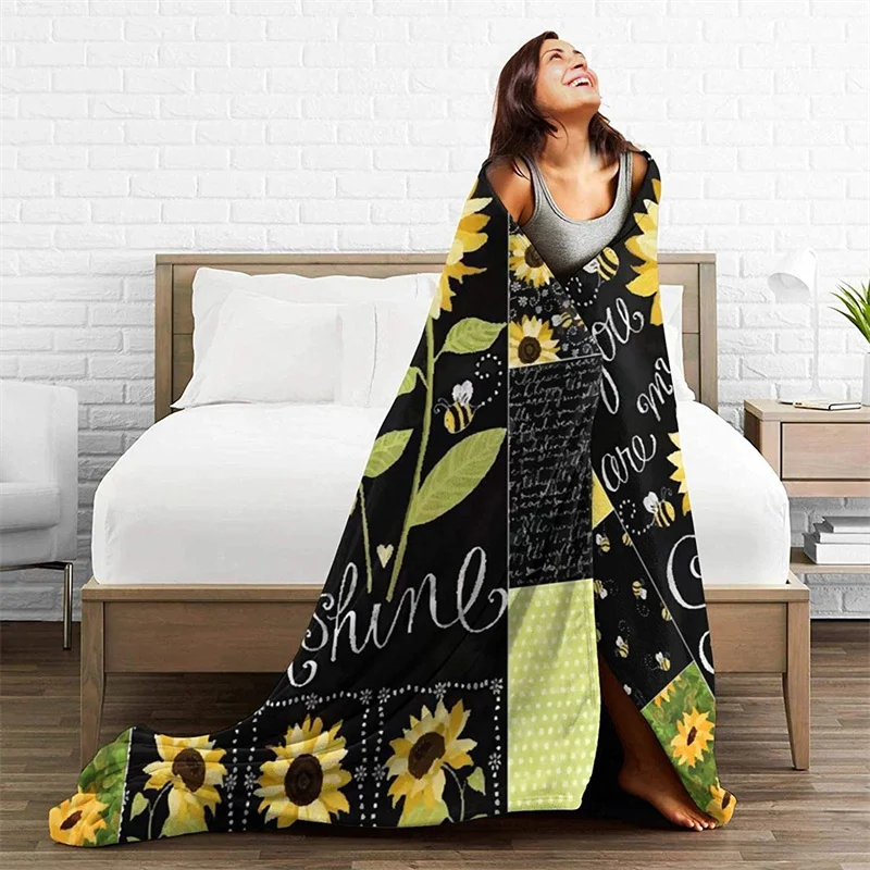 

Sunshine You Are Sunflower Soft Plush Gift Flannel Microfiber Fleece Bedspread Sherpa 3D-Printed Blanket Couch