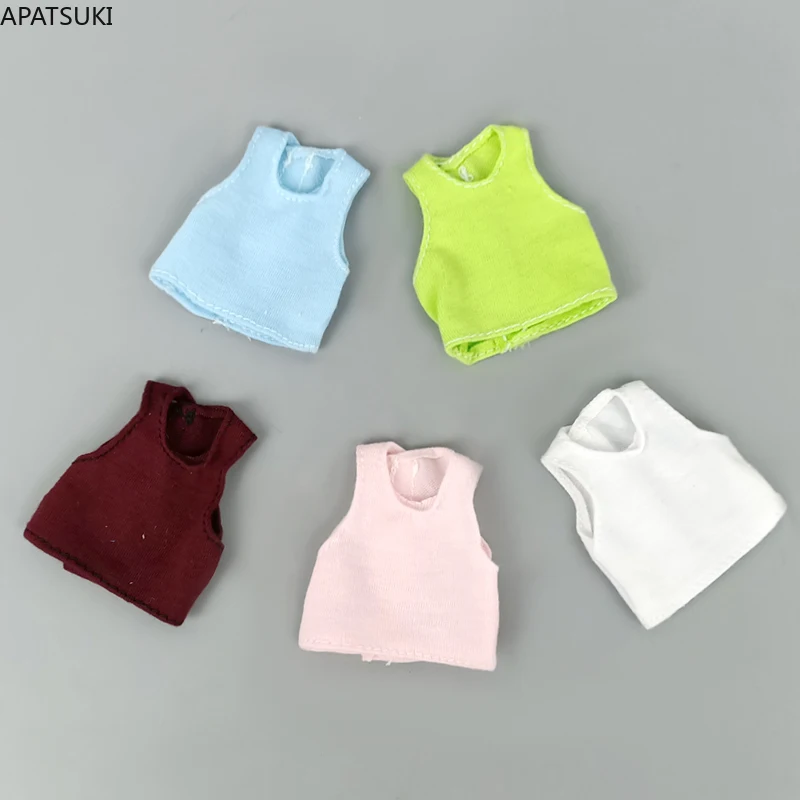 5pcs/lot Sleeveless Shirts Vest Short Tank Crop Tops For Barbie Doll Clothes Fashion Outfits Dolls Accessories For 1/6 BJD Toys