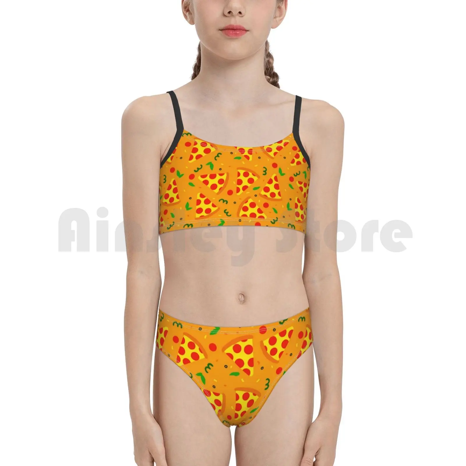 Купальник для пиццы бикини с высокой талией пицца перец оливки сыр фаст-фуд