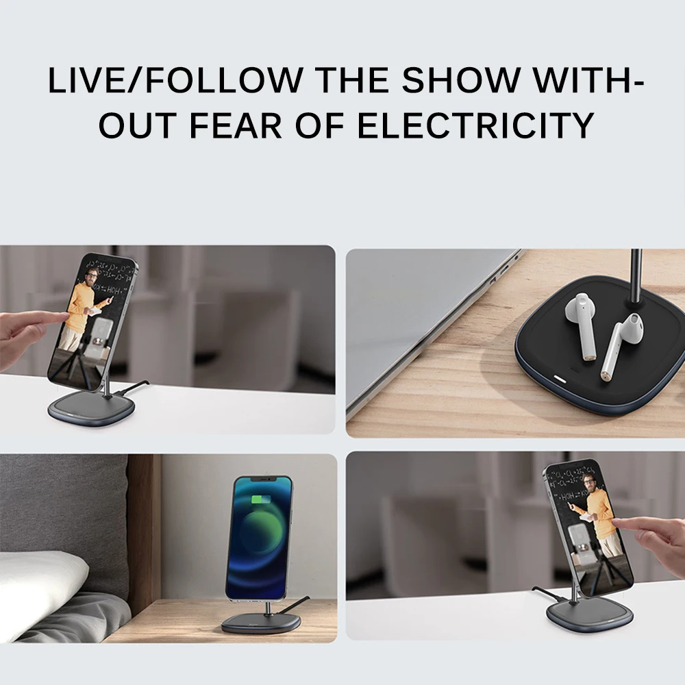 

For IPhone 12 Pro/ Max Samsung Phone Holder Wireless Charger For IPhone 12 Min 2 In 1 Wireless Charger 15W Fast Charging Holder