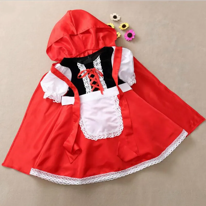 Детское красное платье для косплея с капюшоном маленьких девочек костюм