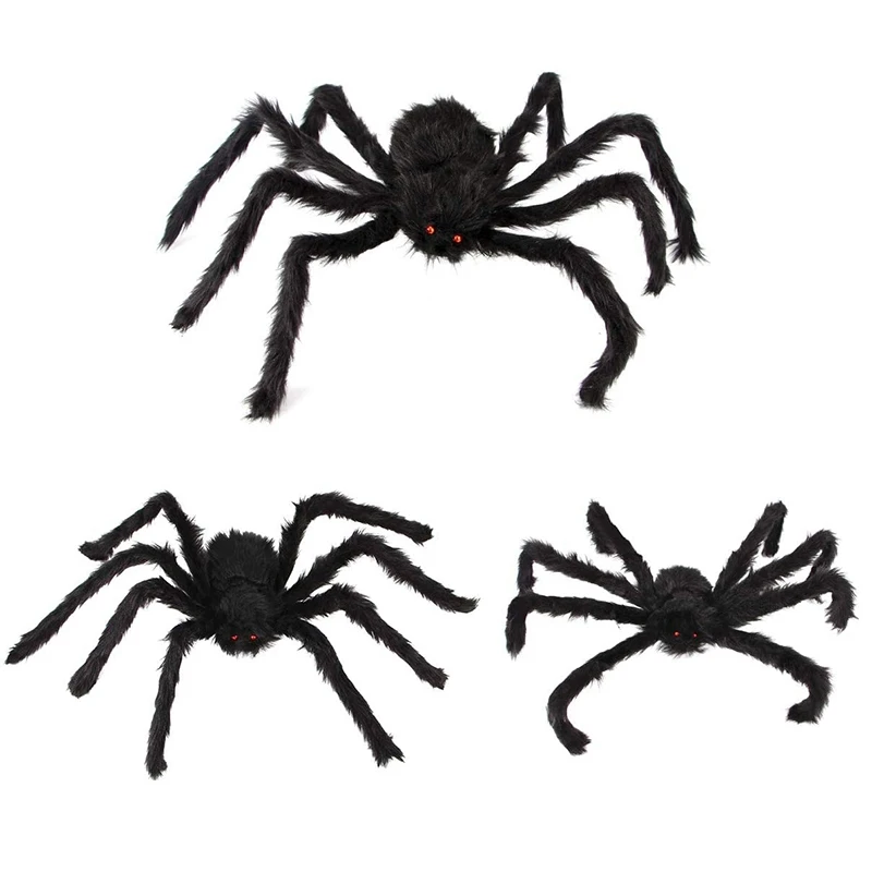 

Halloween Spider Decorations Scary Giant Spider Set With 3 Large Fake Spider For Window And Yard Outdoor Halloween Decor