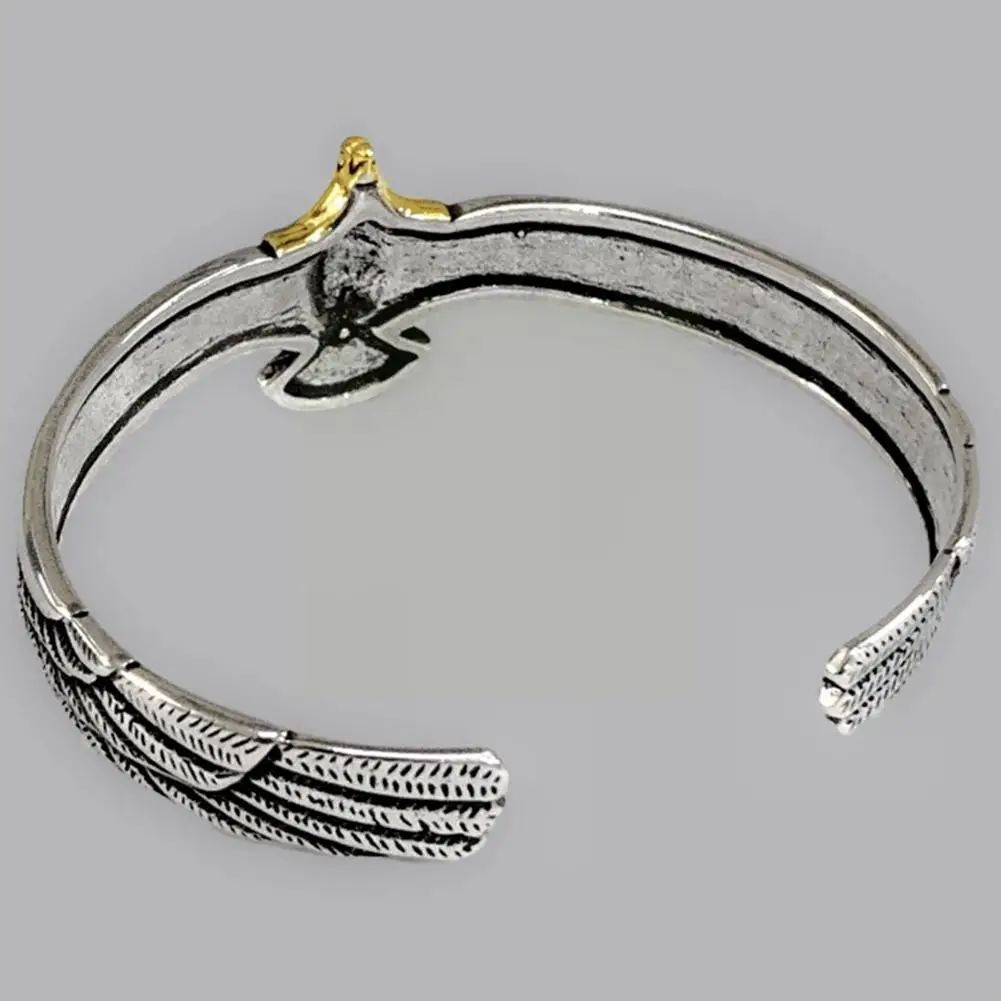 

Vintage Eagle Flying Feather Pattern Bangles Bracelet Amulet Runes Viking Adjustable Mjolnir Bangles Mythology Norse Openin C2v3