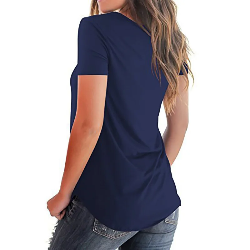 Женская футболка с V-образным вырезом однотонная белая Повседневная 11 цветов