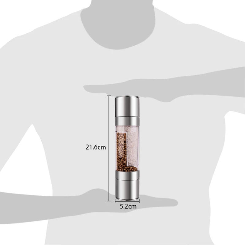 Мельница для соли и перца из нержавеющей стали 2 в 1 ручная мельница многоразовая