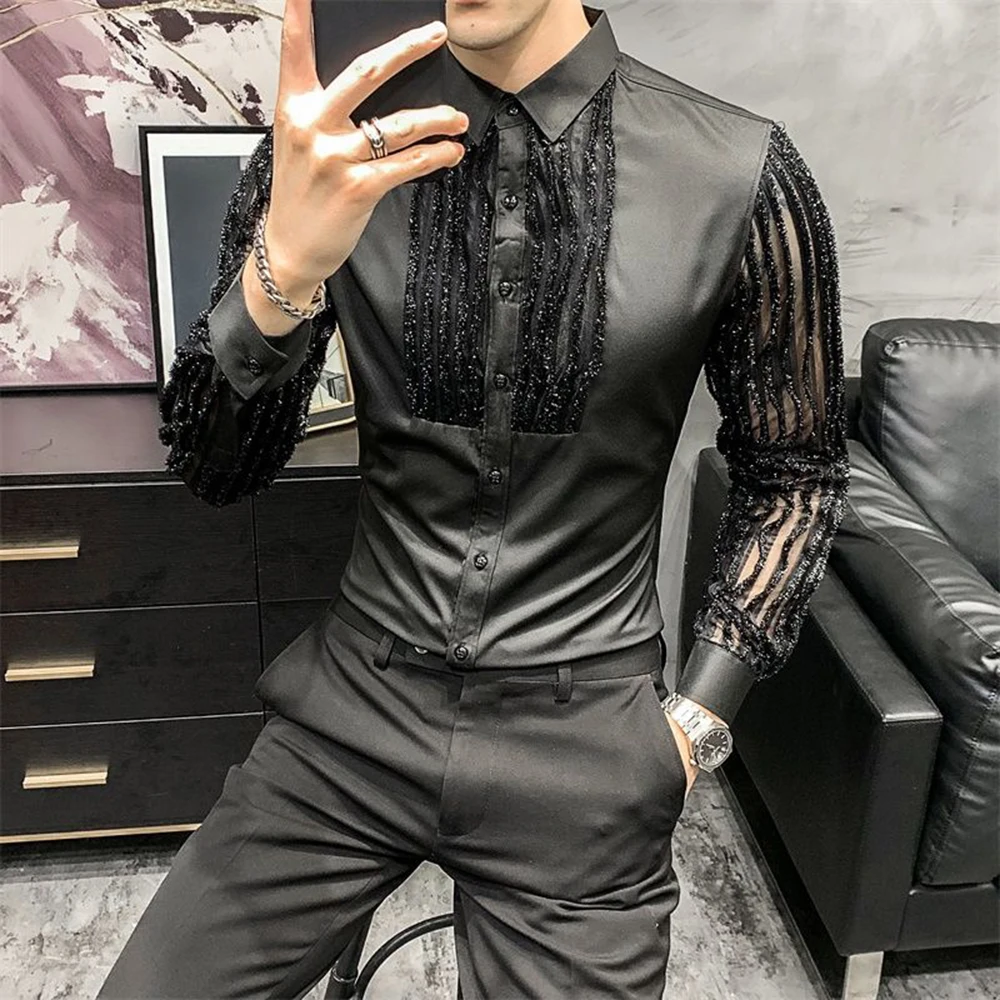 White Black Ruched Long Sleeve Vintage Shirt Men Gothic Renaissance Medieval Shirt Solid Male Top Shirt Blouse