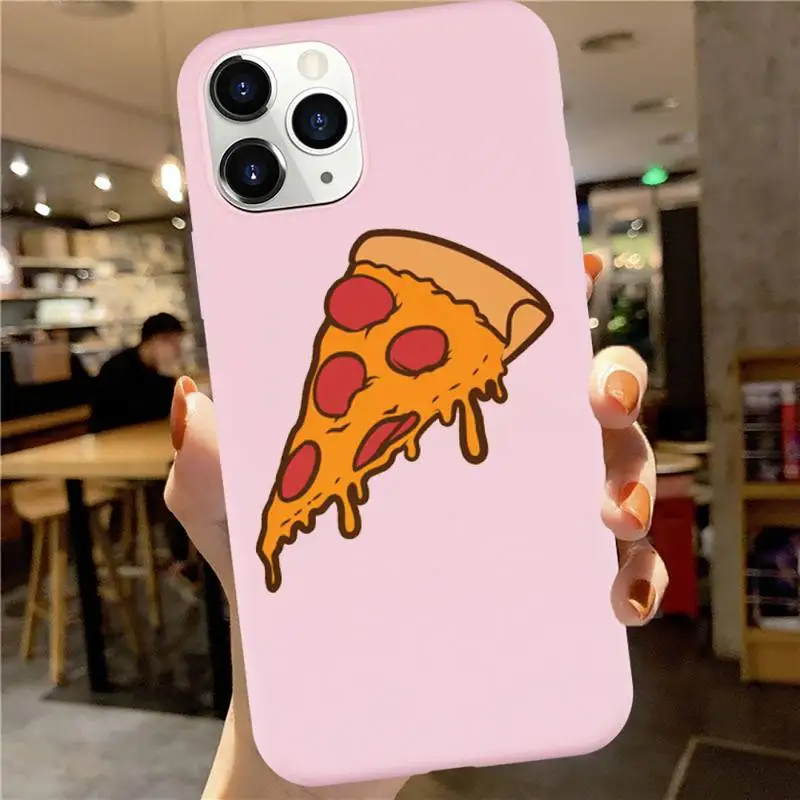 

pizza best friends Funny cartoon pattern high quality Phone Case Candy Color for iPhone 6 7 8 11 12 s mini pro X XS XR MAX Plus