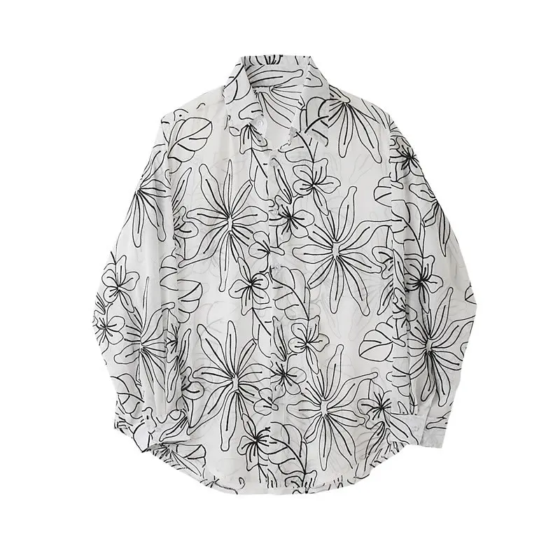 

Tide Thin Print Pattern Blouse Women Clothes 2020 Autumn New Fashion Turn Down Collar Match All Chiffon Shirt Top P302