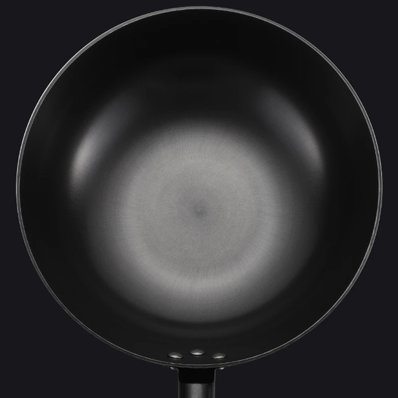 

Carbon Steel Wok Chinese Style Flat-Bottomed Cast Iron Stirring Pot for Electric Stove and Induction Cooker -12.5 Inches