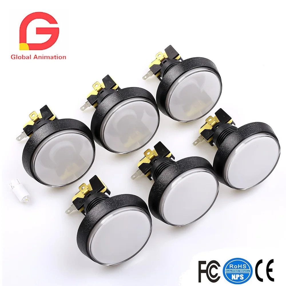 6 шт./лот 5 в 60 мм светодиодная подсветка аркадная кнопка со светодиодной лампой и