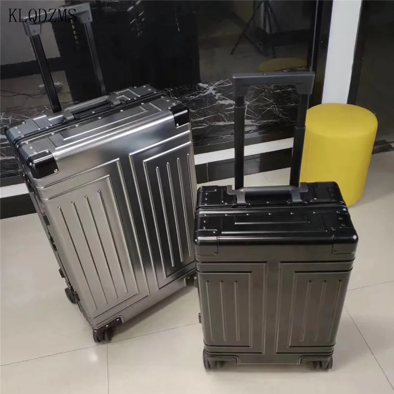 Чемодан на колесиках KLQDZMS унисекс Классический чемодан из алюминиевого сплава