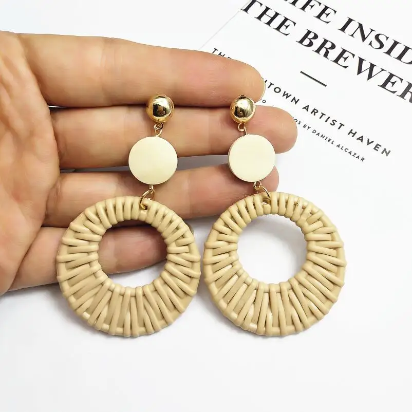 Женские Крупные круглые серьги в богемном стиле длинные подвески золотистого