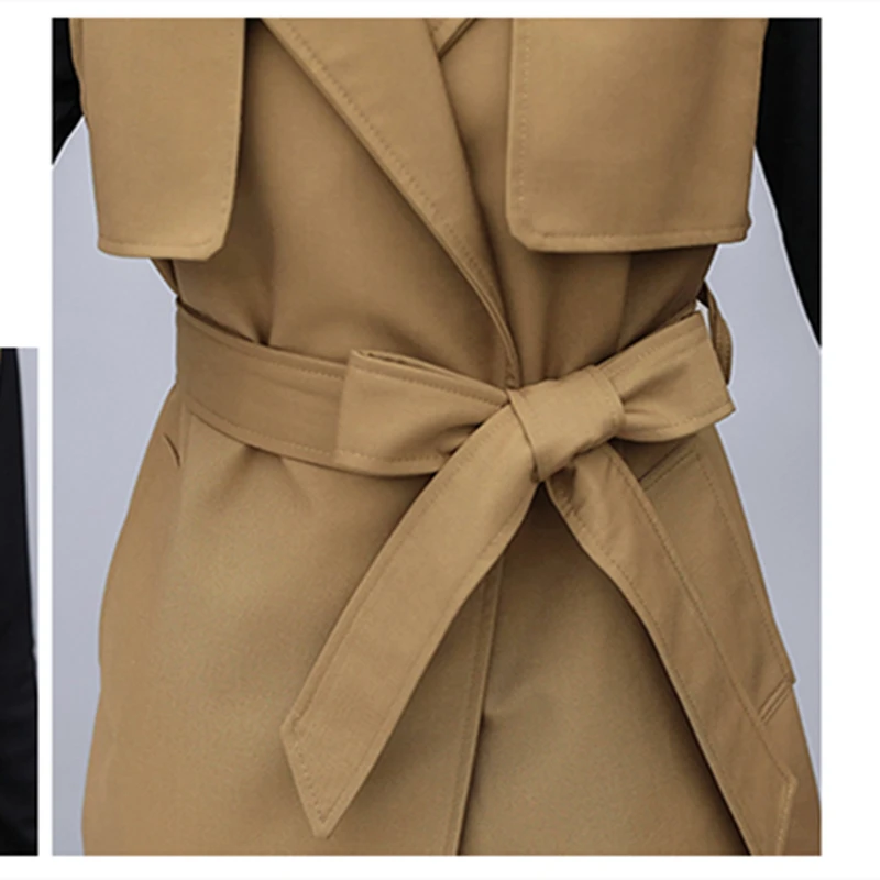 

3XL Loose Casual Two Piece Outfits Set Blet Thin Waist Vest Black Long Sleeve Dress Suit 2021 New Spring Autumn Women Clothing