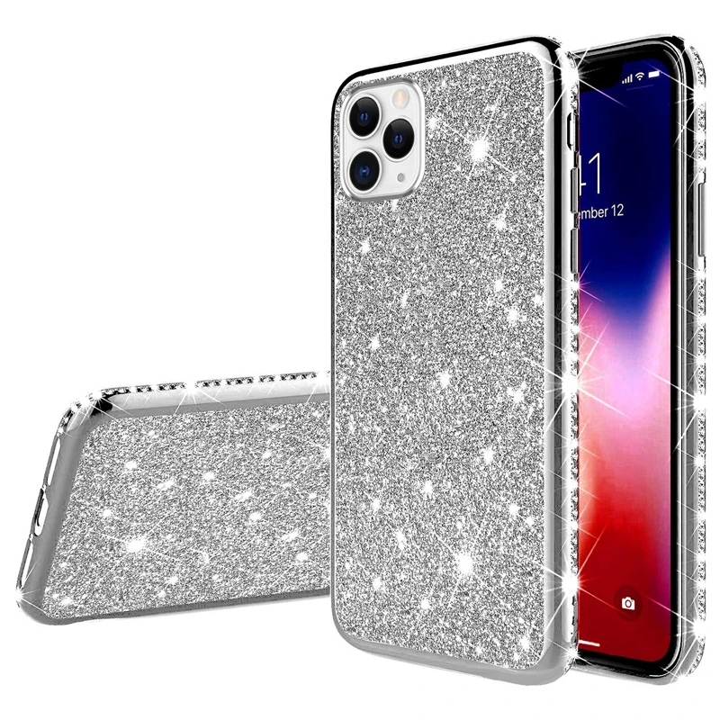 Роскошный силиконовый чехол со стразами для iPhone 11 Pro max XR XS MAX X чехлы iphone 6 6s 7 8 plus