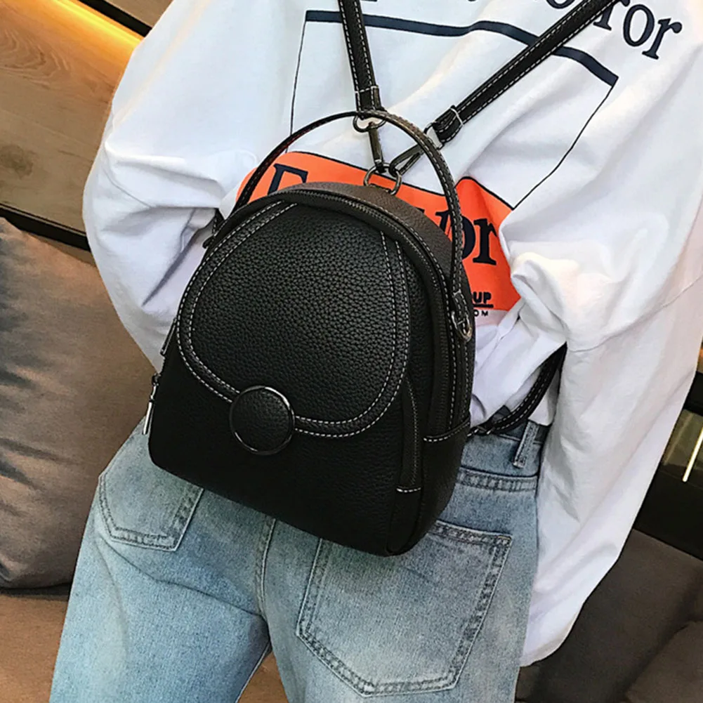 

Chongsukei Backpack For Teenagers 2021 Journey Personality Solid Color Wild Mini Pu Backpack Fashion And All-match For Women