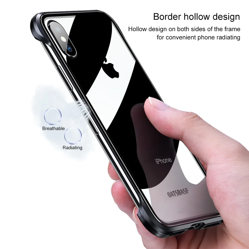 Роскошный металлический чехол из закаленного стекла для телефона iPhone X XS Max