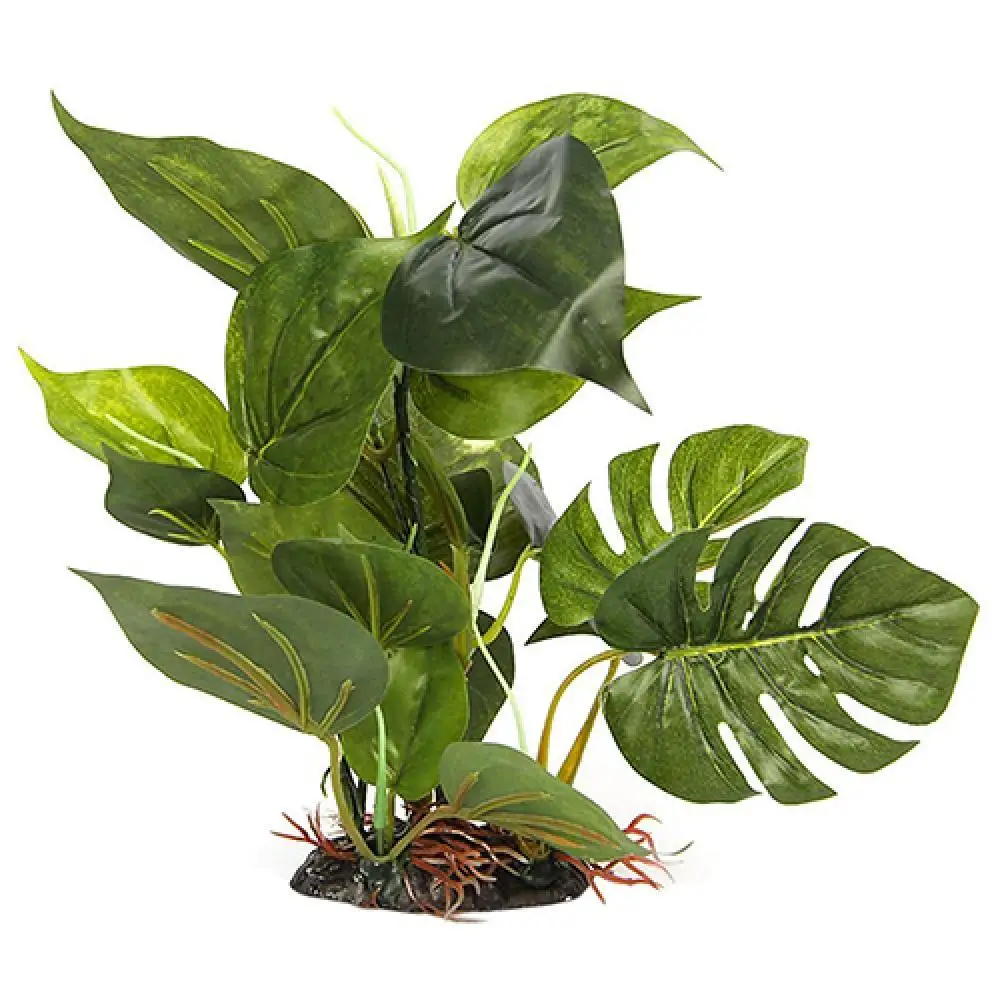 

Искусственная вода, зеленая трава, пластиковая, прочная, легко моющаяся, Monstera Deliciosa, аквариум для рыб