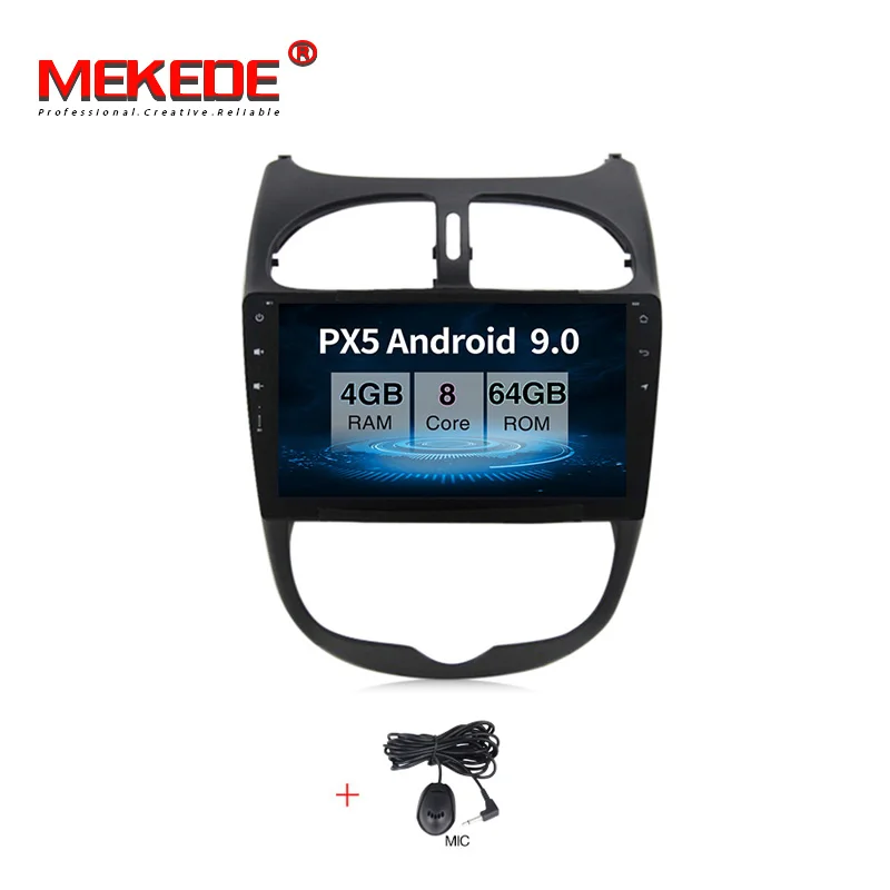 MEKEDE HD 1024X600 1 din 9 дюймов 4 ядра Android 9,0 автомобильный dvd-плеер для peugeot 206 авто gps навигация радио мультимедиа BT wifi - Цвет: 64G car dvd
