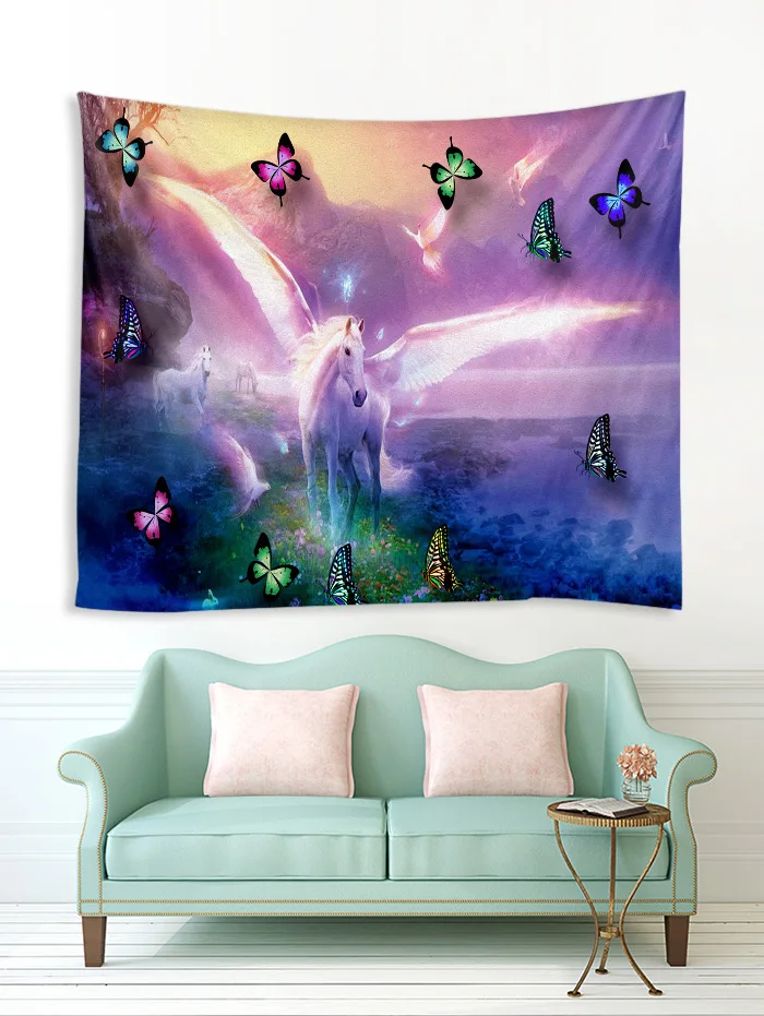 Creative 3D Printing Butterfly And Pegasus Fringed Iris Herb Tapestry Wall Hanging Bed Spread Beach Towel Table Cloth Yoga Mat | Дом и сад