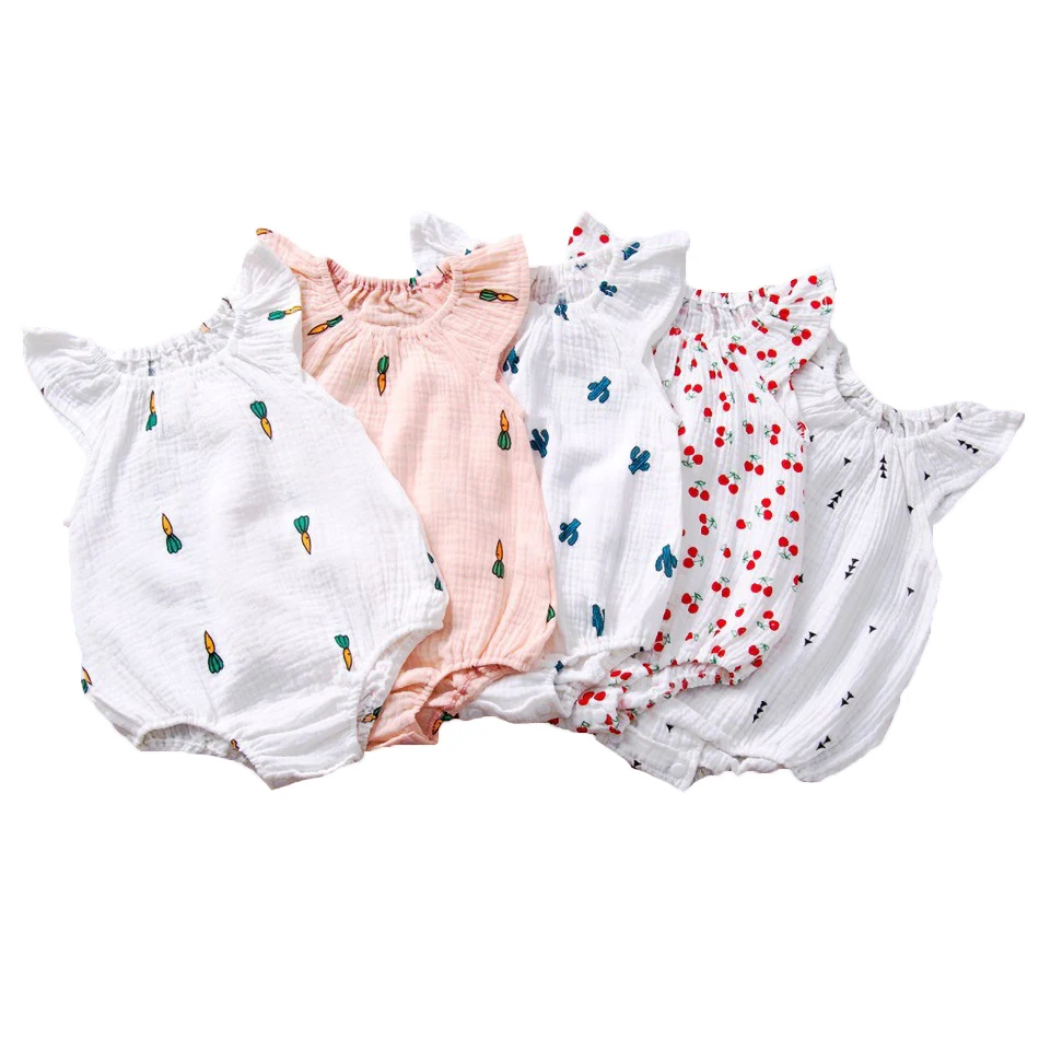 

0-24 Months Newborn Baby Clothes Infant Boys Girls Romper Toddler Kids Summer Ruffles Bodysuit New Born Onesie Children Clothing