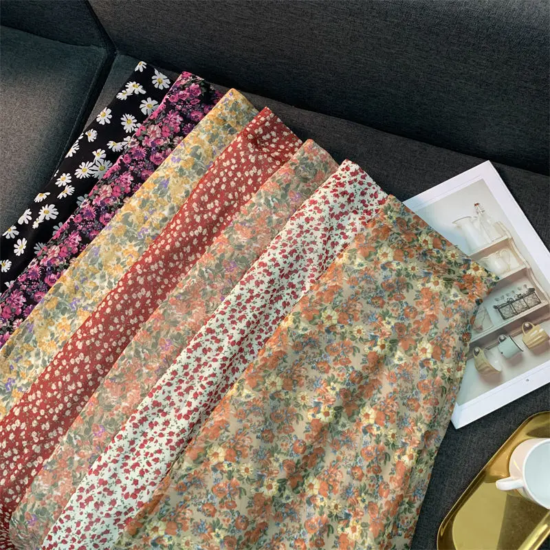 

2021 Spring Summer High Waist Chiffon Women Skirts Casual Floral Print Female Skirt Maxi Beach Skirt Plus Pleated Skirt Casual
