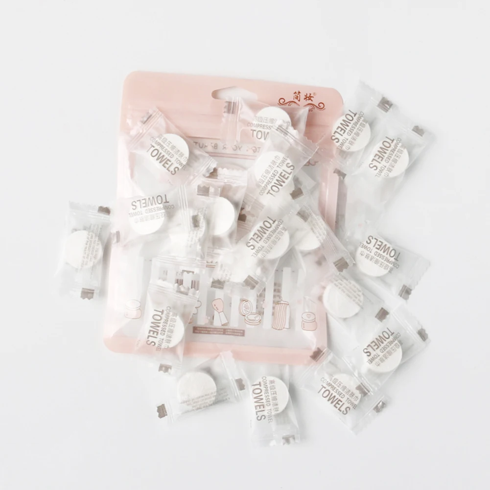 20 шт Нетканые сжатые одноразовые полотенца для лица водопоглощающие чистящие