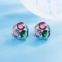 clover windmill zircon earrings female diamond multi color rotating zircon earrings jewelry