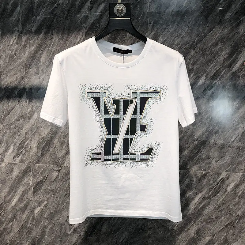 

Men's short sleeve new summer ice silk cotton T-shirt round neck versatile cool hot drill top