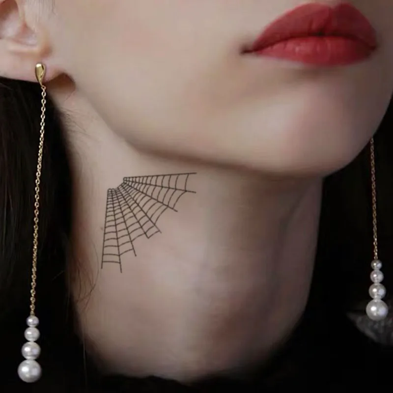 

Waterproof Temporary Tattoo Sticker Black Spider Web Letter Fake Tattoos Flash Tatoo Arm Hand Chest Neck Body Art for Women Men
