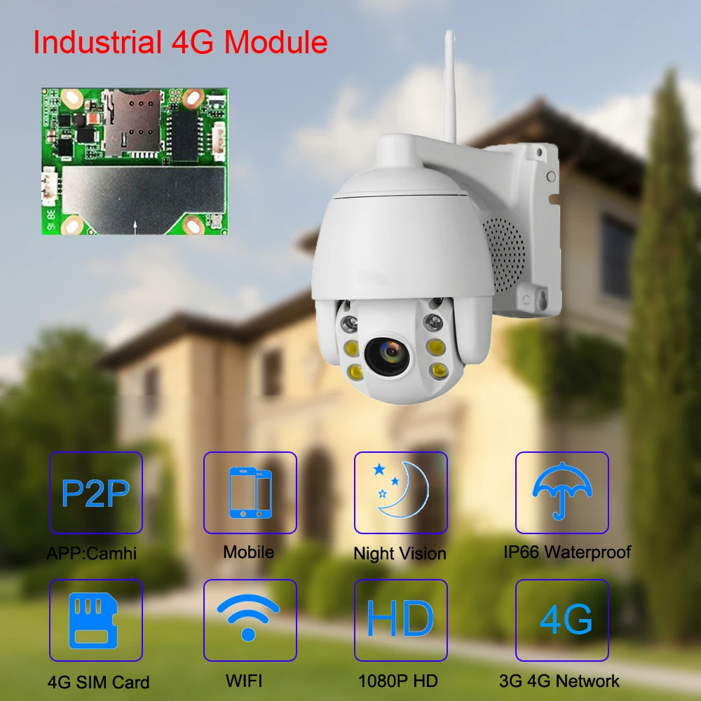 2MP 4G беспроводная PTZ IP камера Wifi 1080P HD наружная Водонепроницаемая мини-камера P2P