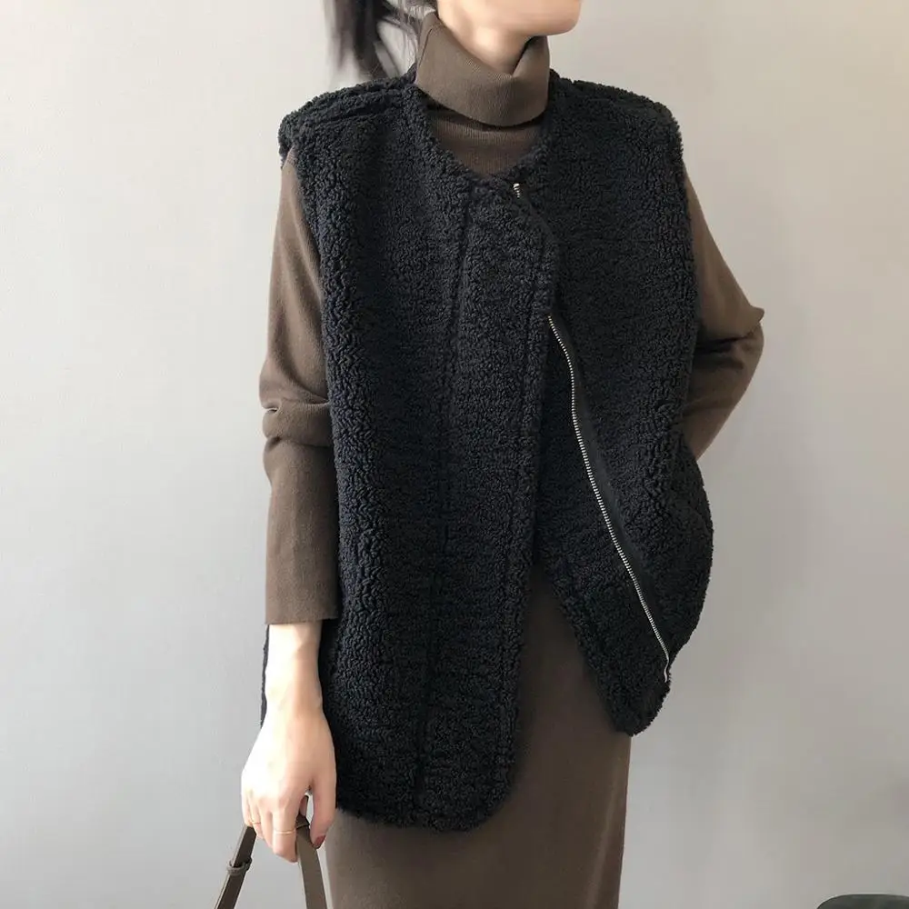 Женский жилет из овечьей шерсти Новинка весна-зима 2024 свободная меховая замшевая
