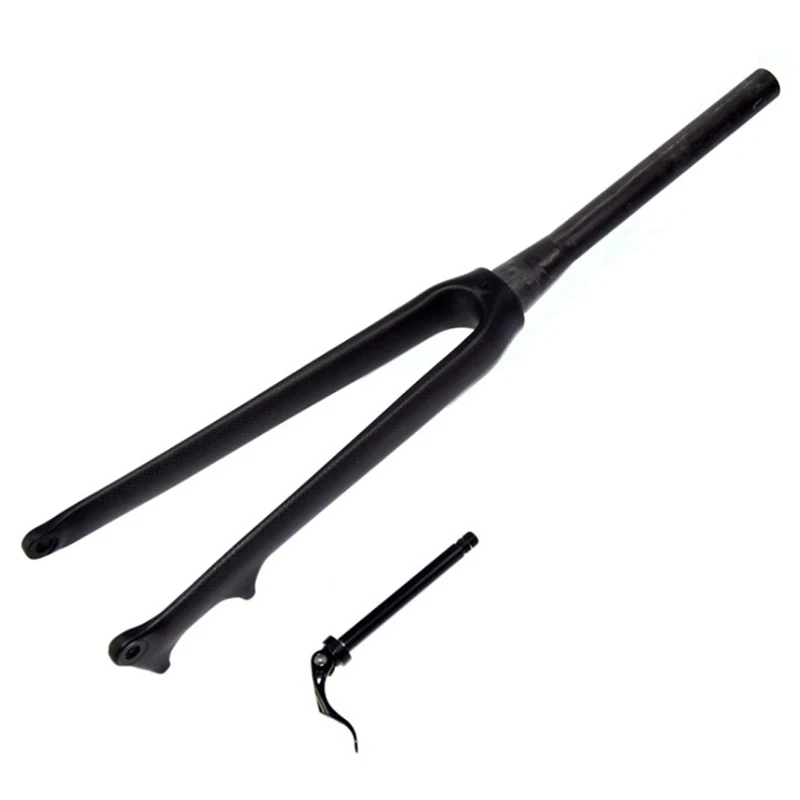 

SPOMANN Carbon Fiber Road Bike Front Fork Bicycle Disc Brake Tube Axle Cone Tube Hard Fork 700C with Tube Axle 3K Matte